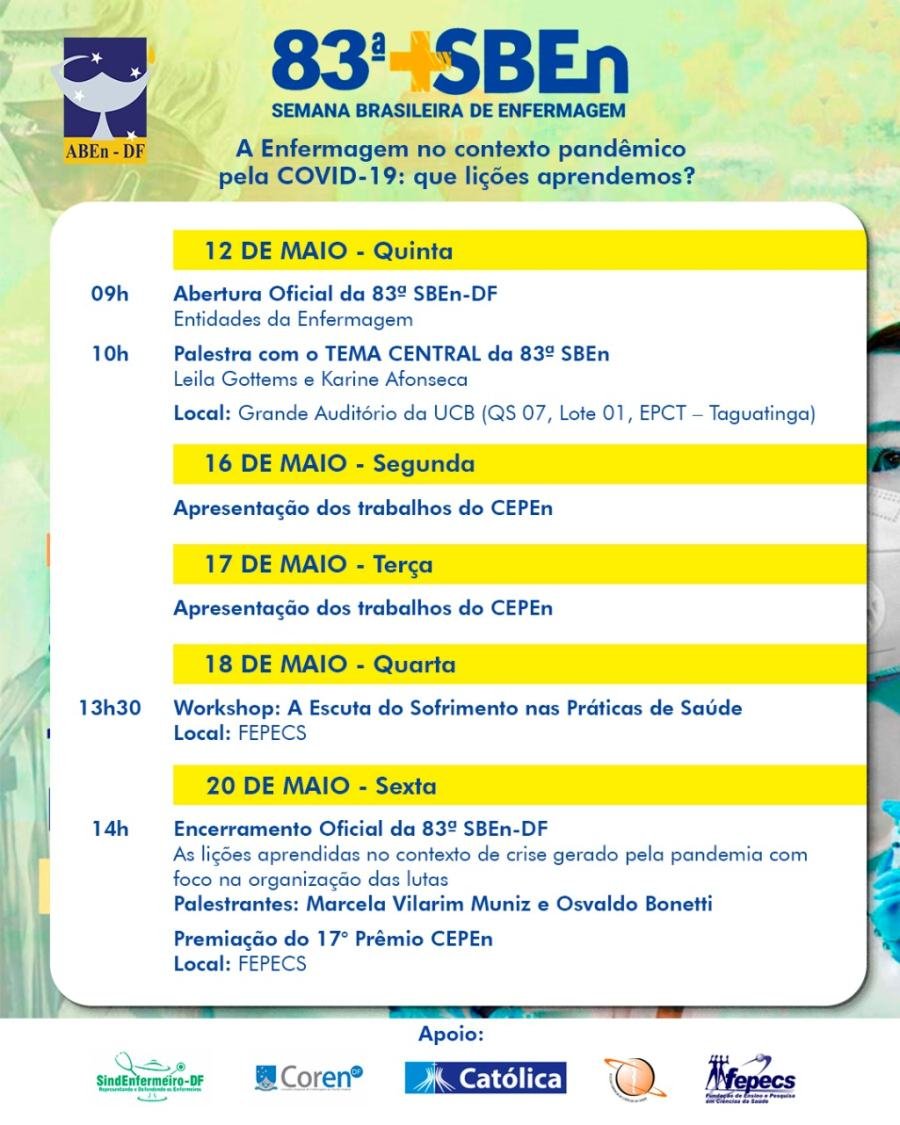 Cartaz de divulgação: 83ª Semana Brasileira de Enfermagem (SBEn)