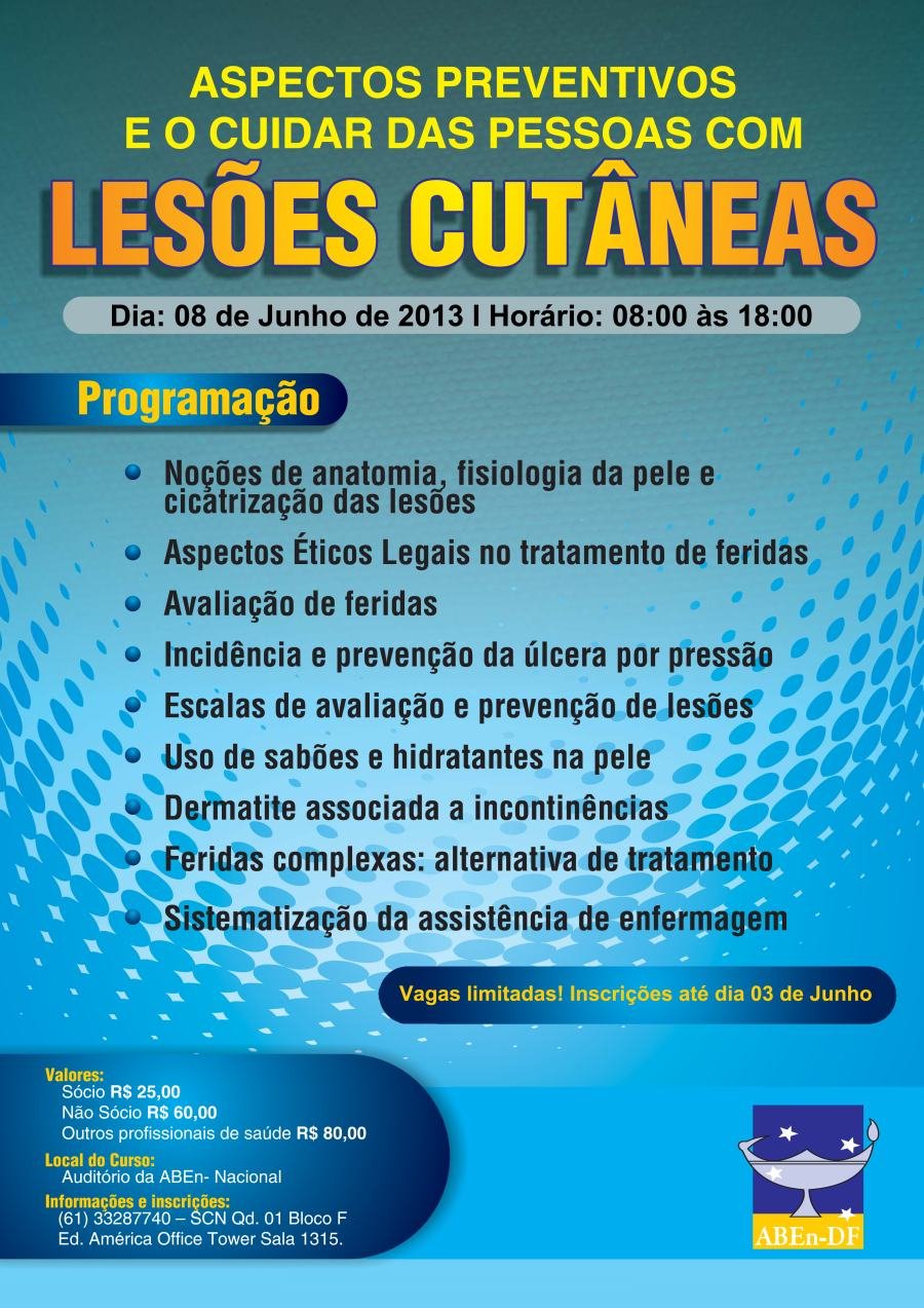 Cartaz de divulgação: Aspectos Preventivos e o Cuidar das Pessoas com Lesões Cutâneas