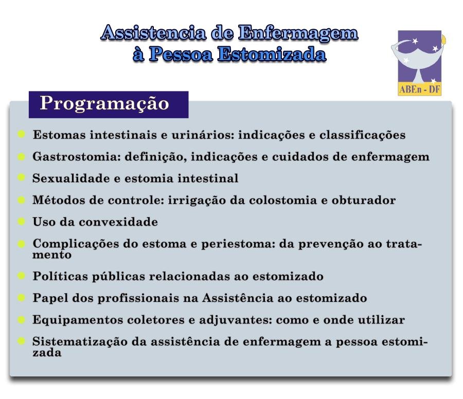 Cartaz de divulgação: Assistência de Enfermagem à Pessoa Estomizada