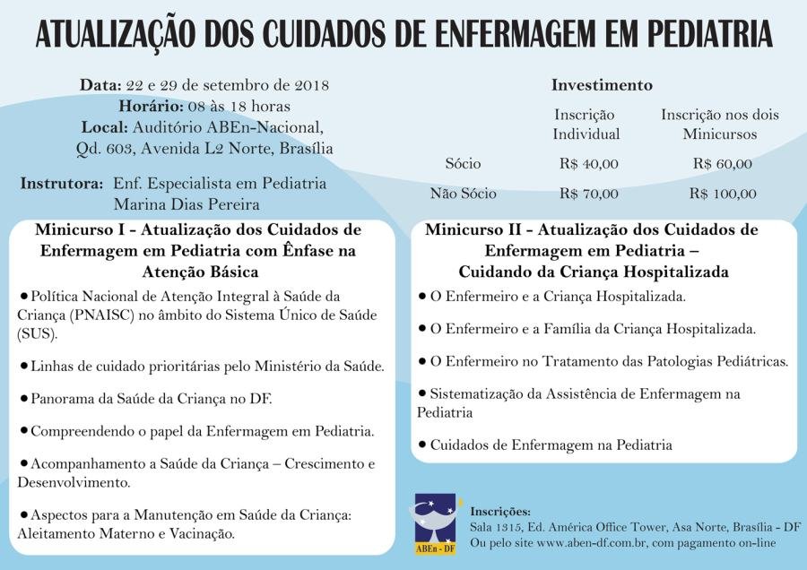 Cartaz de divulgação: Atualização dos Cuidados de Enfermagem em Pediatria