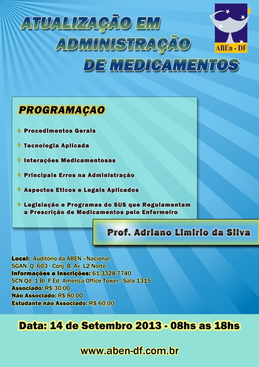 Cartaz de divulgação: Atualização em Administração de Medicamentos