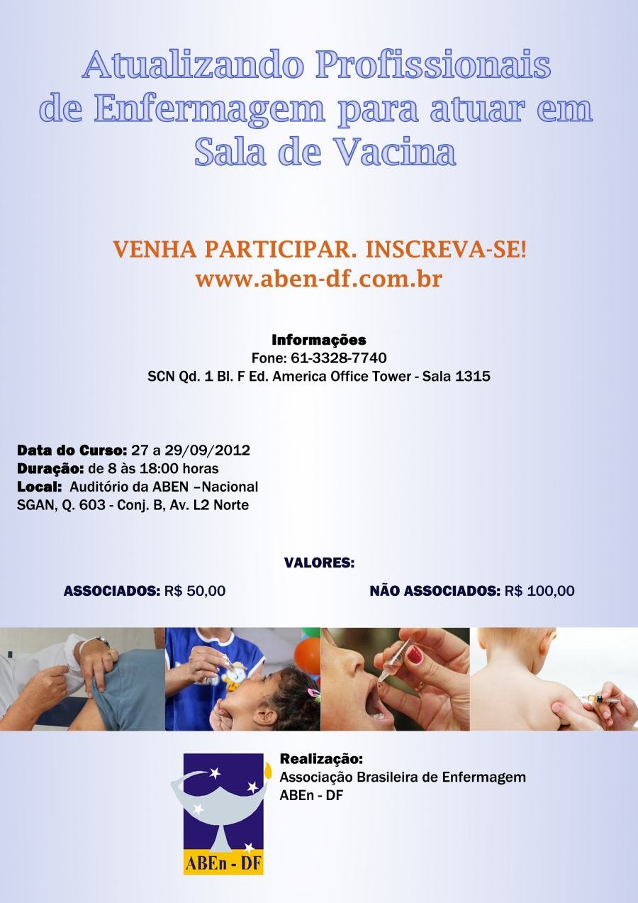 Cartaz de divulgação: Atualizando Profissionais de Enfermagem para atuar em Sala de Vacina