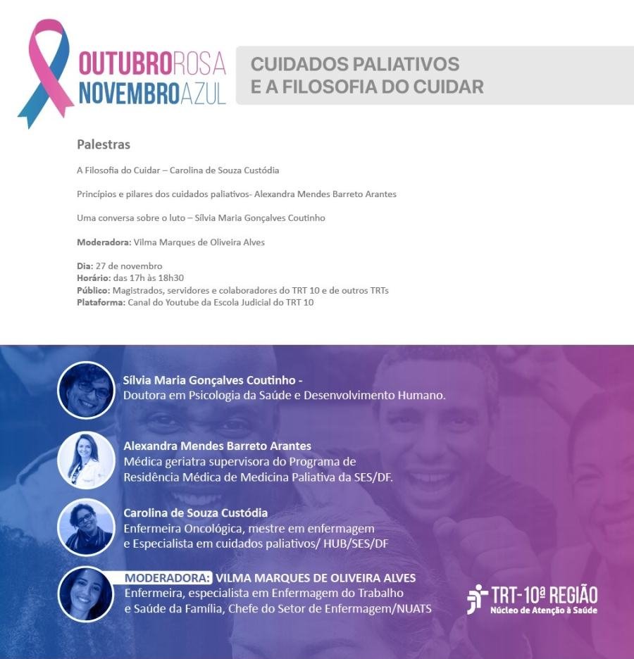 Cartaz de divulgação: Campanha OUTUBRO ROSA NOVEMBRO AZUL - TRT10