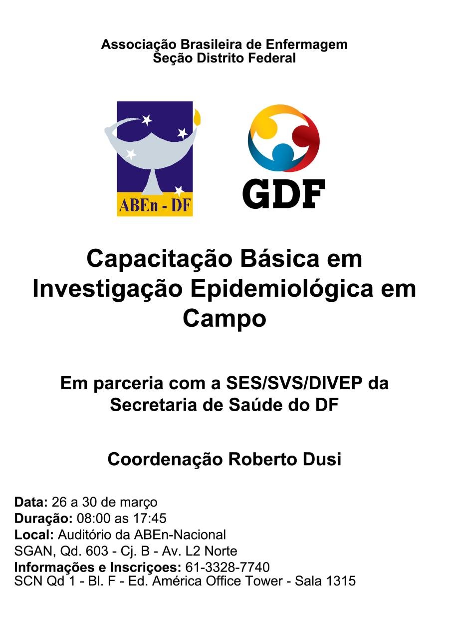 Cartaz de divulgação: Capacitação Básica em Investigação Epidemiológica em Campo