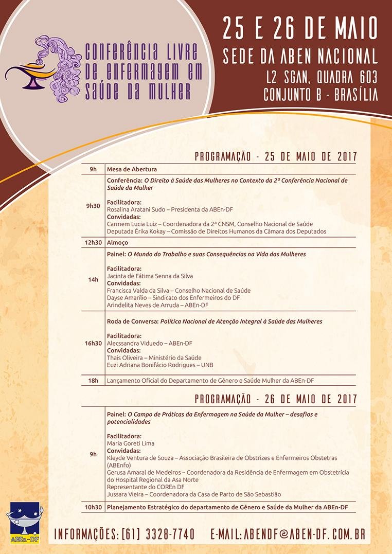 Cartaz de divulgação: Conferência Livre de Enfermagem em Saúde da Mulher