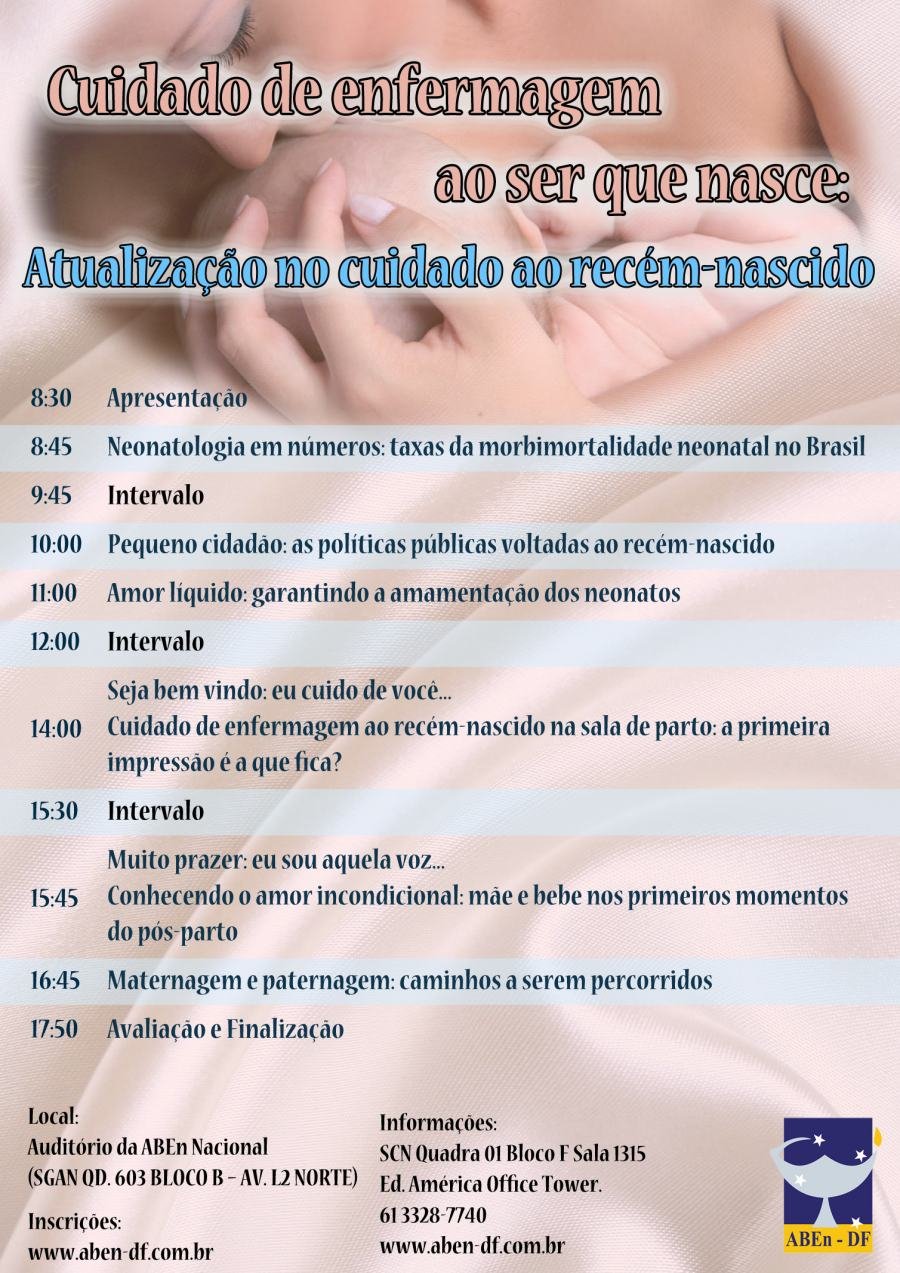Cartaz de divulgação: Cuidado de Enfermagem ao Ser Que Nasce:Atualização no Cuidado ao Recém-Nascido