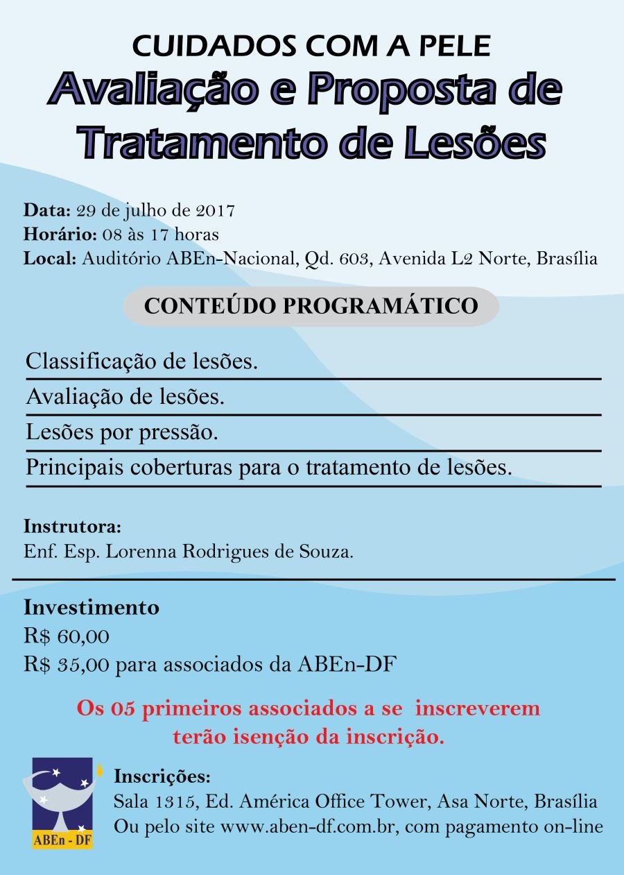 Cartaz de divulgação: Cuidados com a Pele - Avaliação e Proposta de Tratamento de Lesões