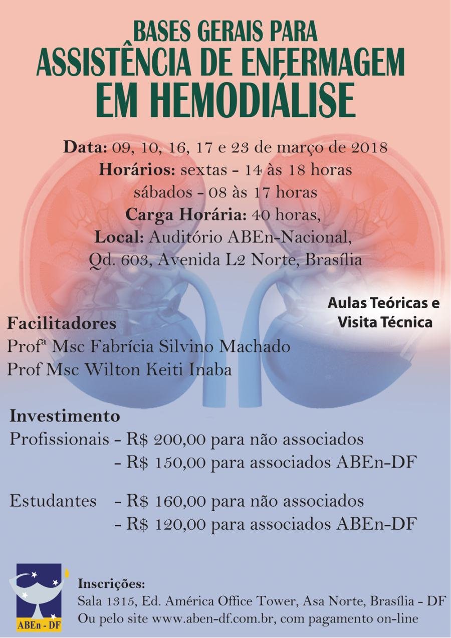 Cartaz de divulgação: Curso Bases Gerais para Assistência de Enfermagem em Hemodiálise