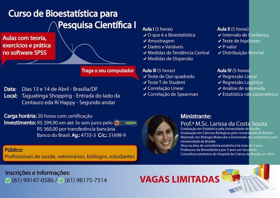 Cartaz de divulgação: Curso de Bioestatística para Pesquisa Científica
