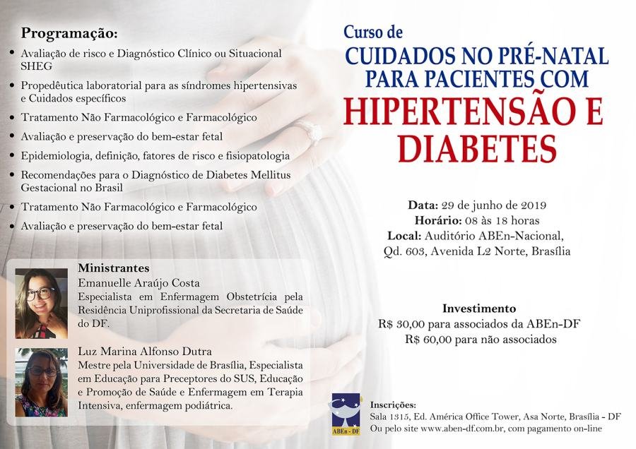 Cartaz de divulgação: Curso de Cuidados no Pré-Natal para Pacientes com Hipertênsão e Diabetes
