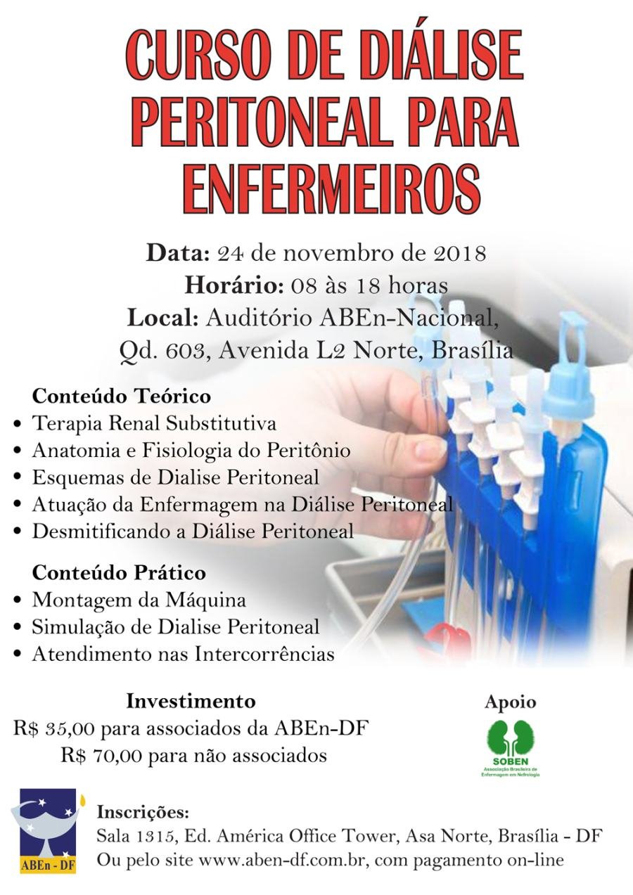 Cartaz de divulgação: Curso de Diálise Peritoneal para Enfermeiros