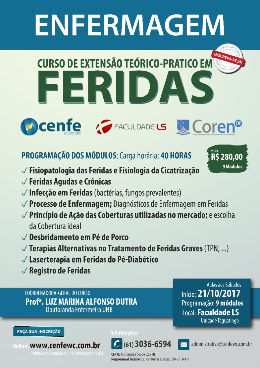 Cartaz de divulgação: Curso de Extensão Teórico-Prático em Feridas