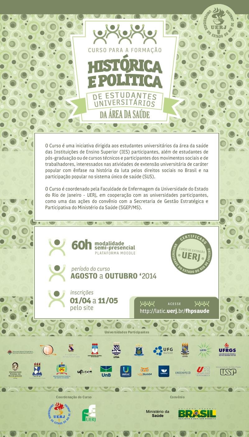 Cartaz de divulgação: Curso de Formação Histórica e Política de Estudantes Universitários da Área da Saúde