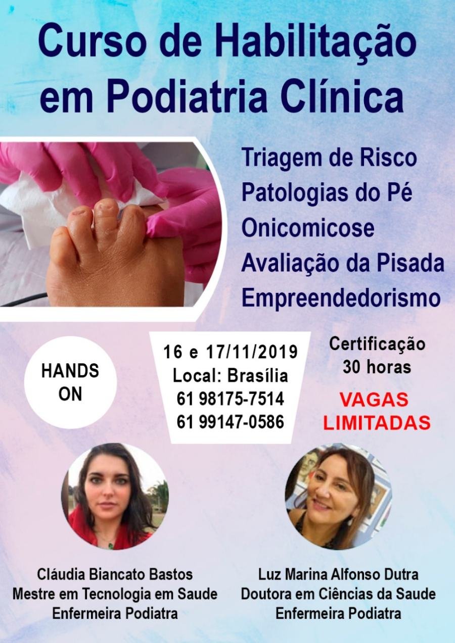 Cartaz de divulgação: Curso de Habilitação em Podiatria Clínica
