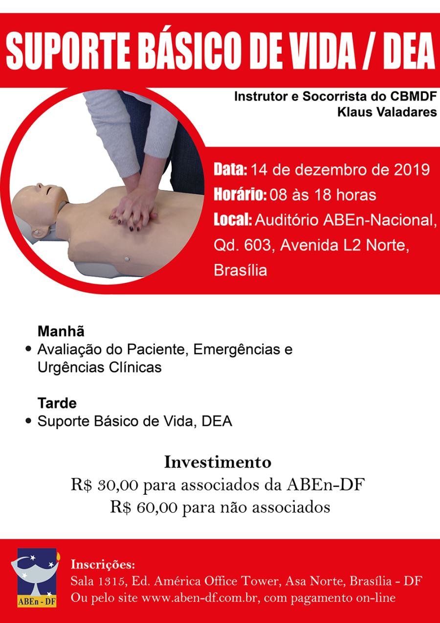 Cartaz de divulgação: Curso de Suporte Básico de Vida / DEA