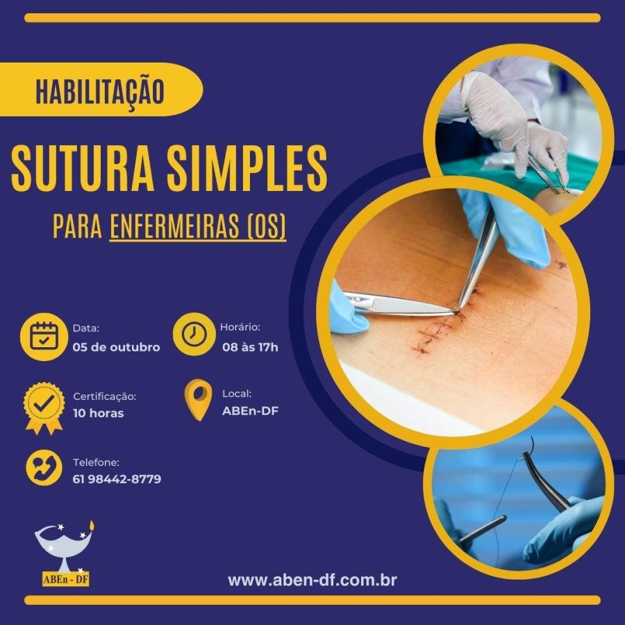 Cartaz de divulgação: Curso Habilitação em Sutura Simples para Enfermeiros(as) - Turma 4
