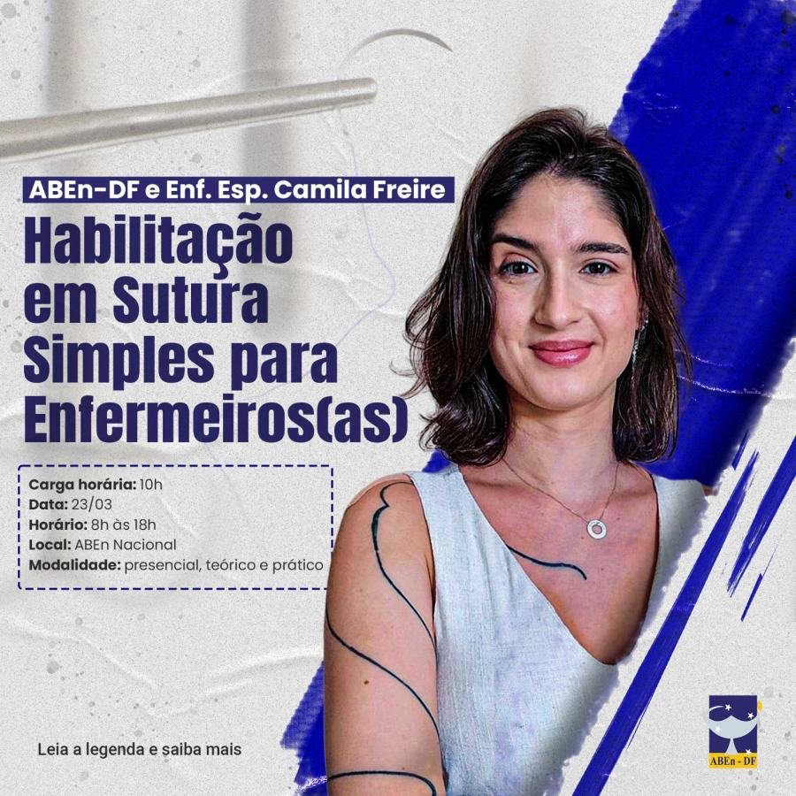 Cartaz de divulgação: Curso Habilitação em Sutura Simples para Enfermeiros(as)