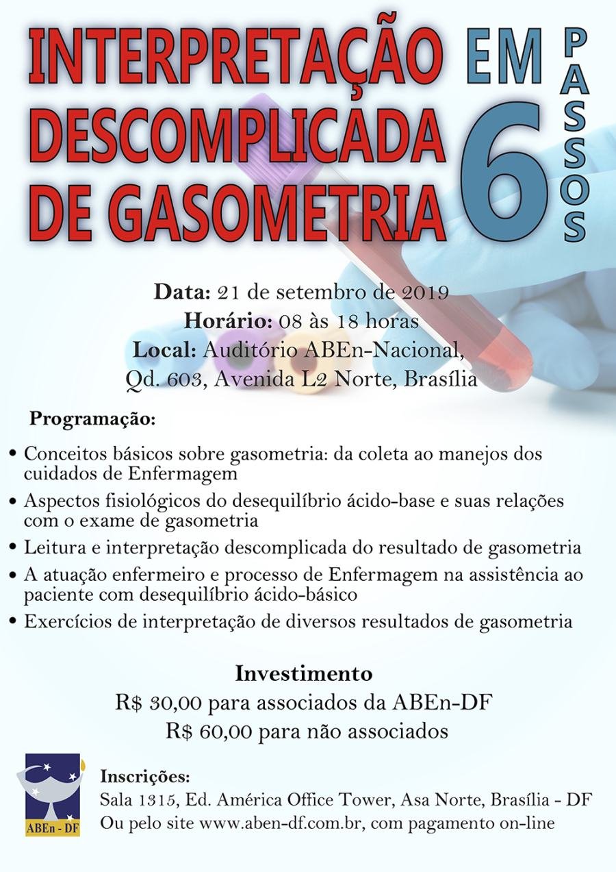 Cartaz de divulgação: Curso Interpretação Descomplicada de Gasometria em 6 Passos