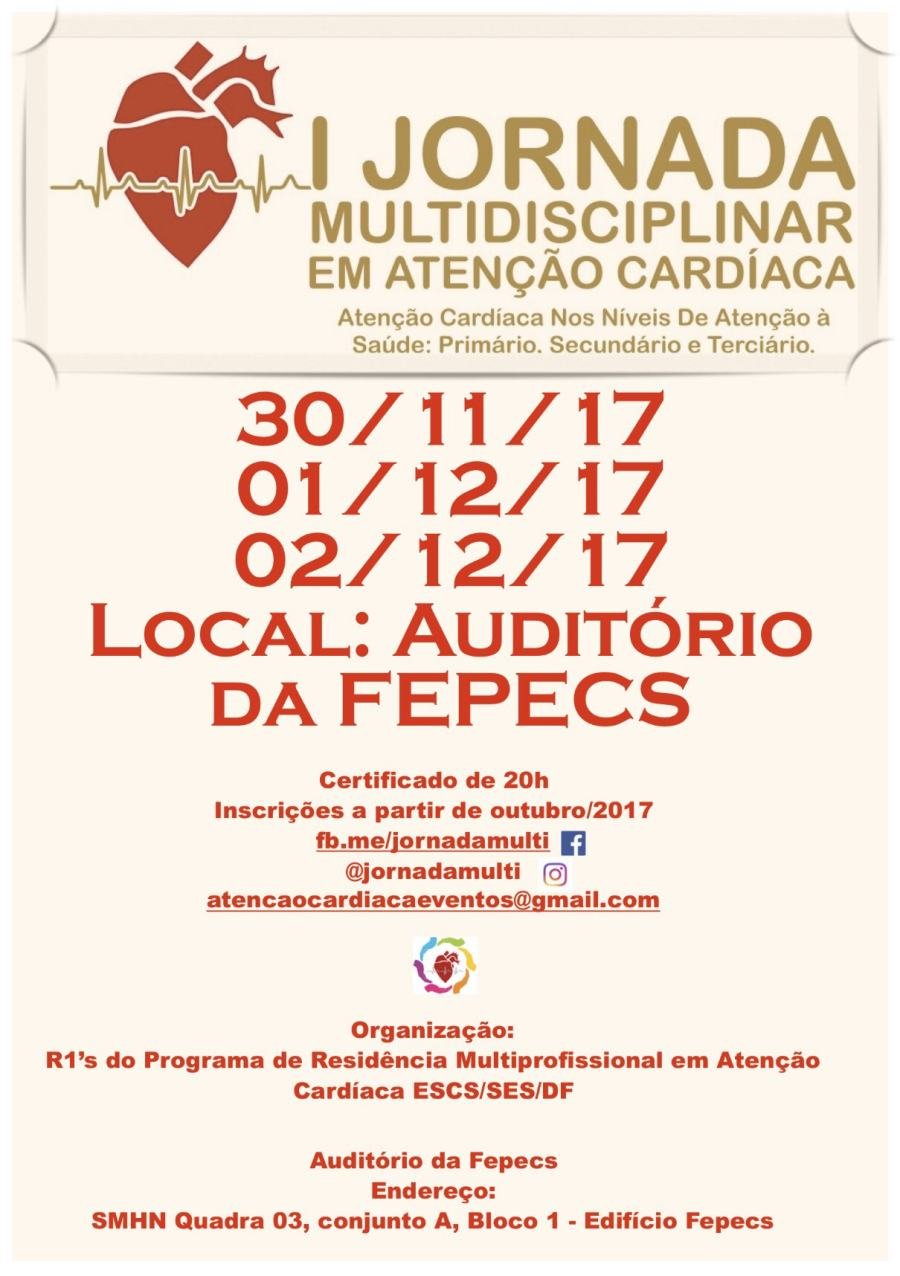 Cartaz de divulgação: I Jornada Multidisciplinar em Atenção Cardíaca