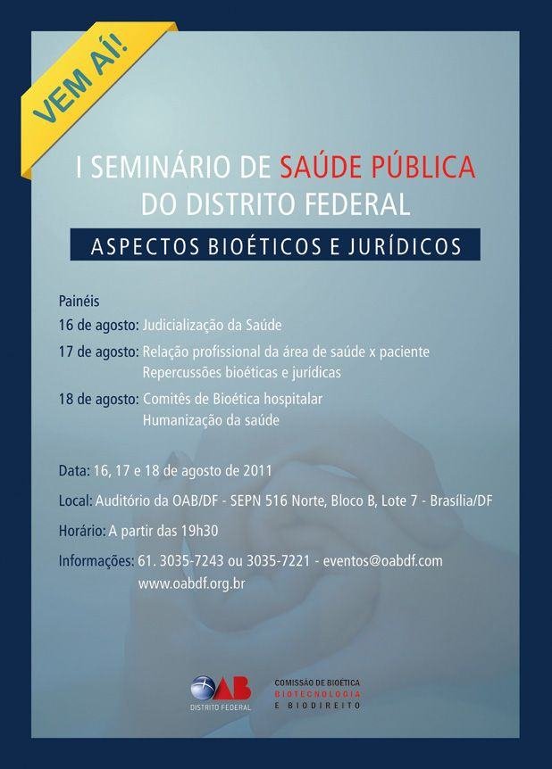 Cartaz de divulgação: I Seminário de Saúde Pública - OAB/DF