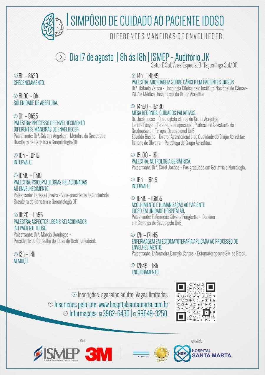 Cartaz de divulgação: I Simpósio de Cuidados com o Paciente Idoso do Hospital Santa Marta