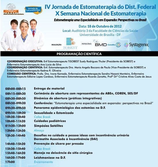 Cartaz de divulgação: IV Jornada de Estomaterapia do Distrito Federal