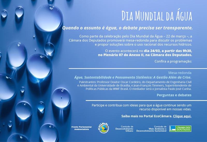 Cartaz de divulgação: Mesa Redonda “Água, Sustentabilidade e Pensamento Sistêmico: a gestão além da crise”