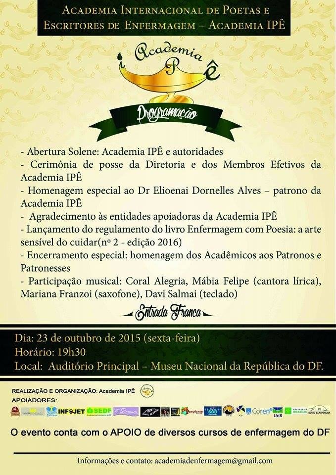 Cartaz de divulgação: Posse da Diretoria e de Membros Efetivos da Academia IPÊ
