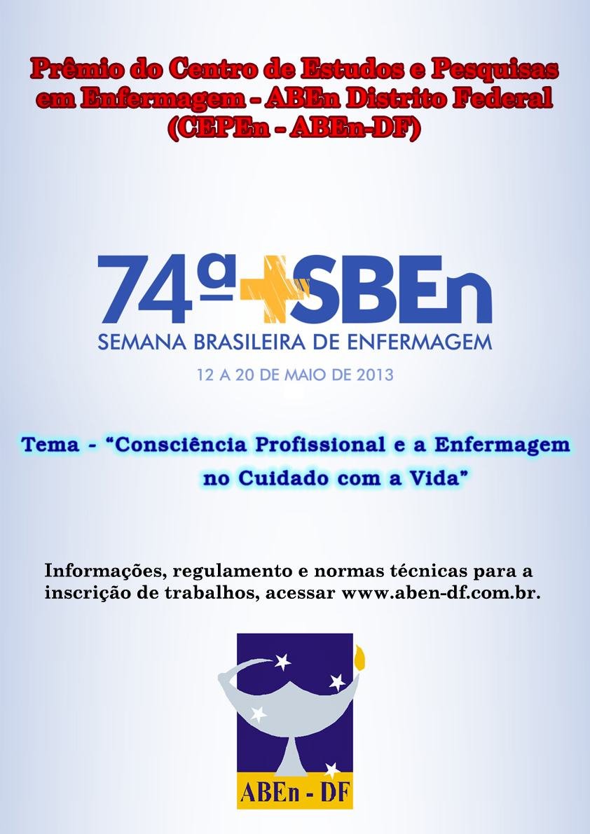 Cartaz de divulgação: Prêmio: Centro de Estudos e Pesquisas em Enfermagem – ABEn-DF