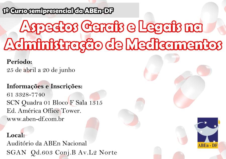 Cartaz de divulgação: Primeiro Curso Semipresencial da ABEn-DF
