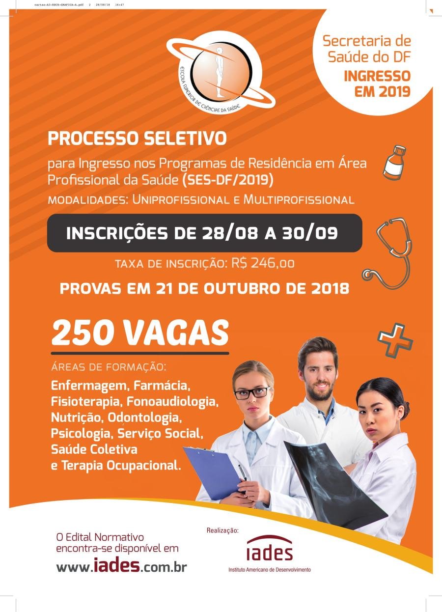 Cartaz de divulgação: Processo Seletivo para Ingresso nos Programas de Residência em Área Profissional da Saúde
