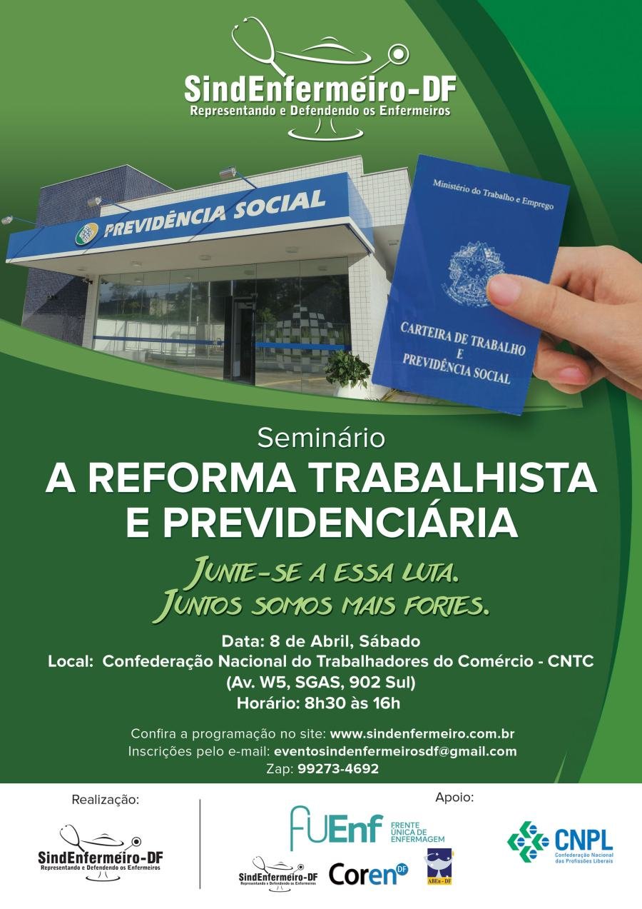 Cartaz de divulgação: Seminário A Reforma Trabalhista e Previdenciária