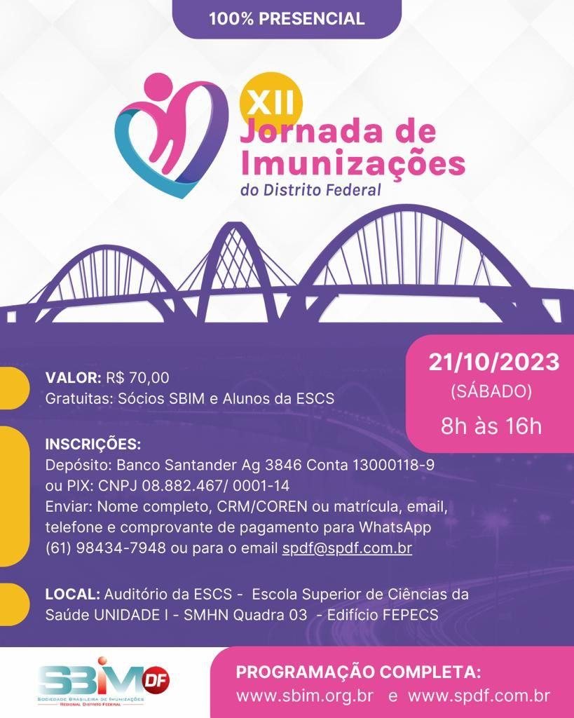 Cartaz de divulgação: XII Jornada de Imunizações do Distrito Federal
