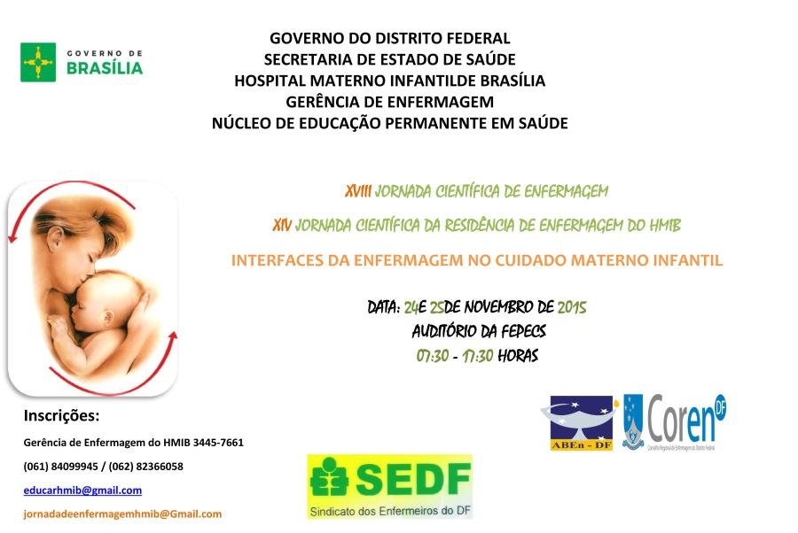 Cartaz de divulgação: XVIII Jornada Científica de Enfermagem / XIV Jornada Científica da Residência de Enfermagem do HMIB